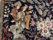 Persian Qum Pictorial Rug 4.8 x 6.5 - Layla & Majnun, Birds