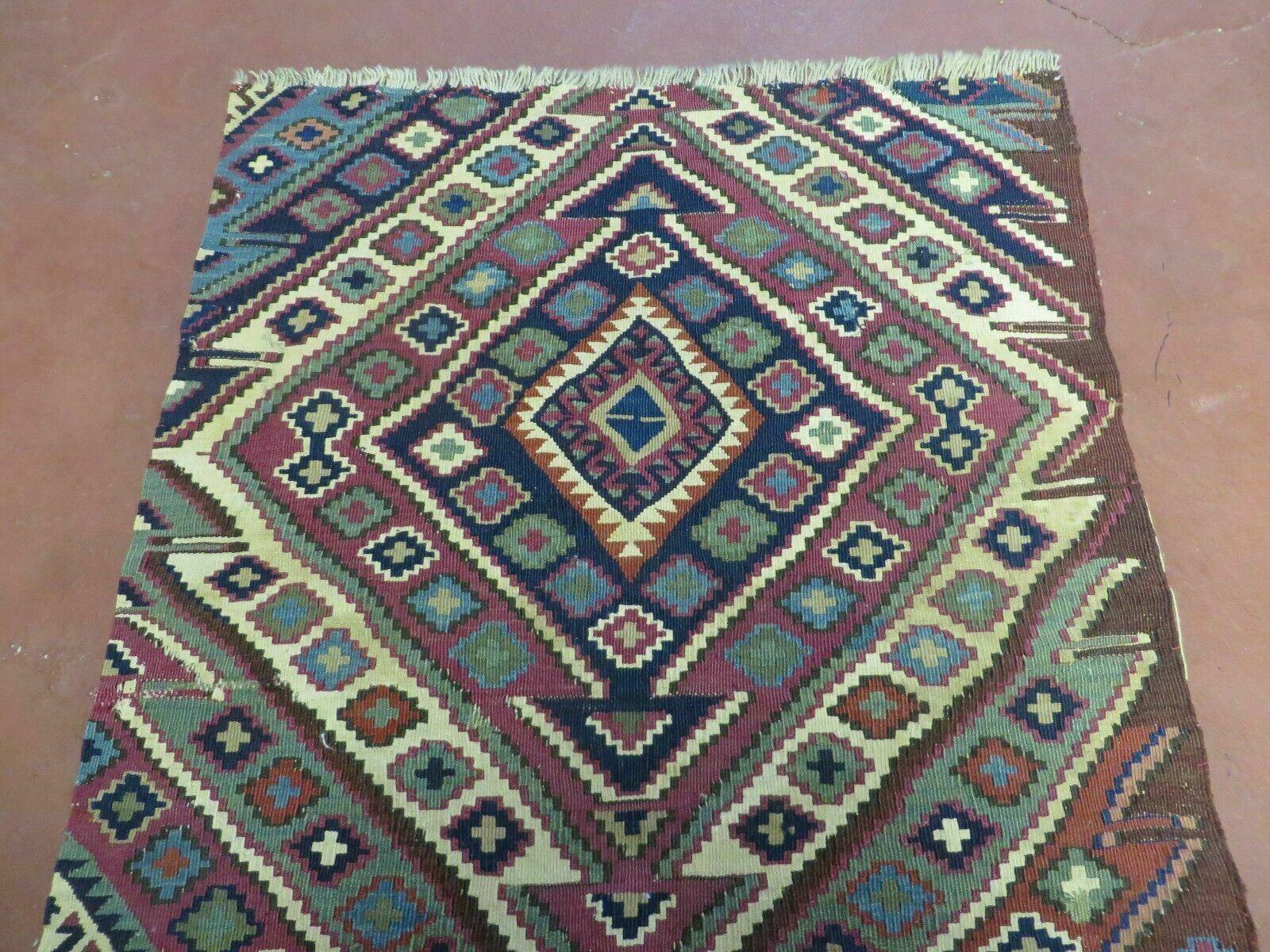 2' 1" X 4' 4" Antique Handmade Bagface Kilim Shirvan Caucasian Wool Rug Nice