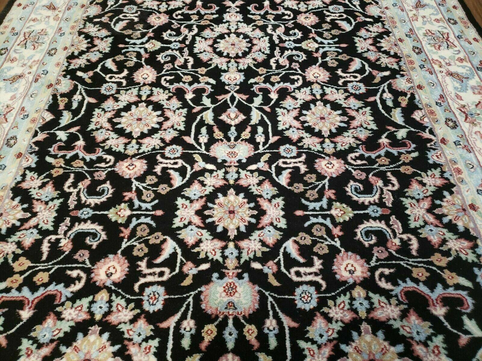 6' X 9' Handmade Indian Agra Wool Rug Carpet Vegetable Dyes Black