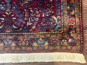 Antique Persian Sarouk Rug 3.6 x 5, Red, 1920s Persian Carpet