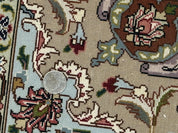 Fine Persian Tabriz Rug 3x5, Floral Medallion, 340 KPSI, Ivory Salmon