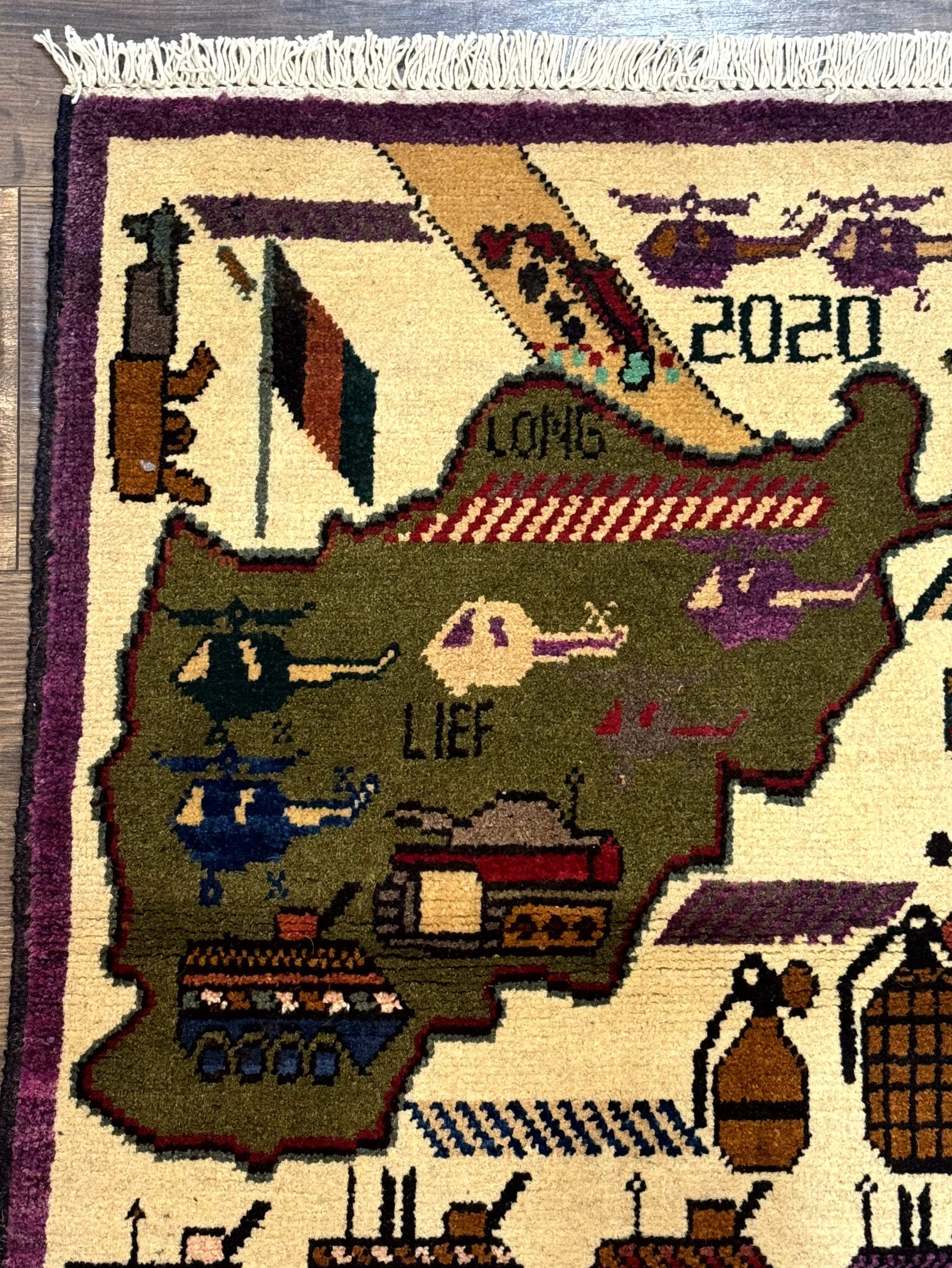 Small Afghan War Rug, Collectible, Wool