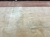 Modern Tibetan Rug 11 x 14.6, Wool and Silk, Simple Design, Handmade Large Area Rug, Cream