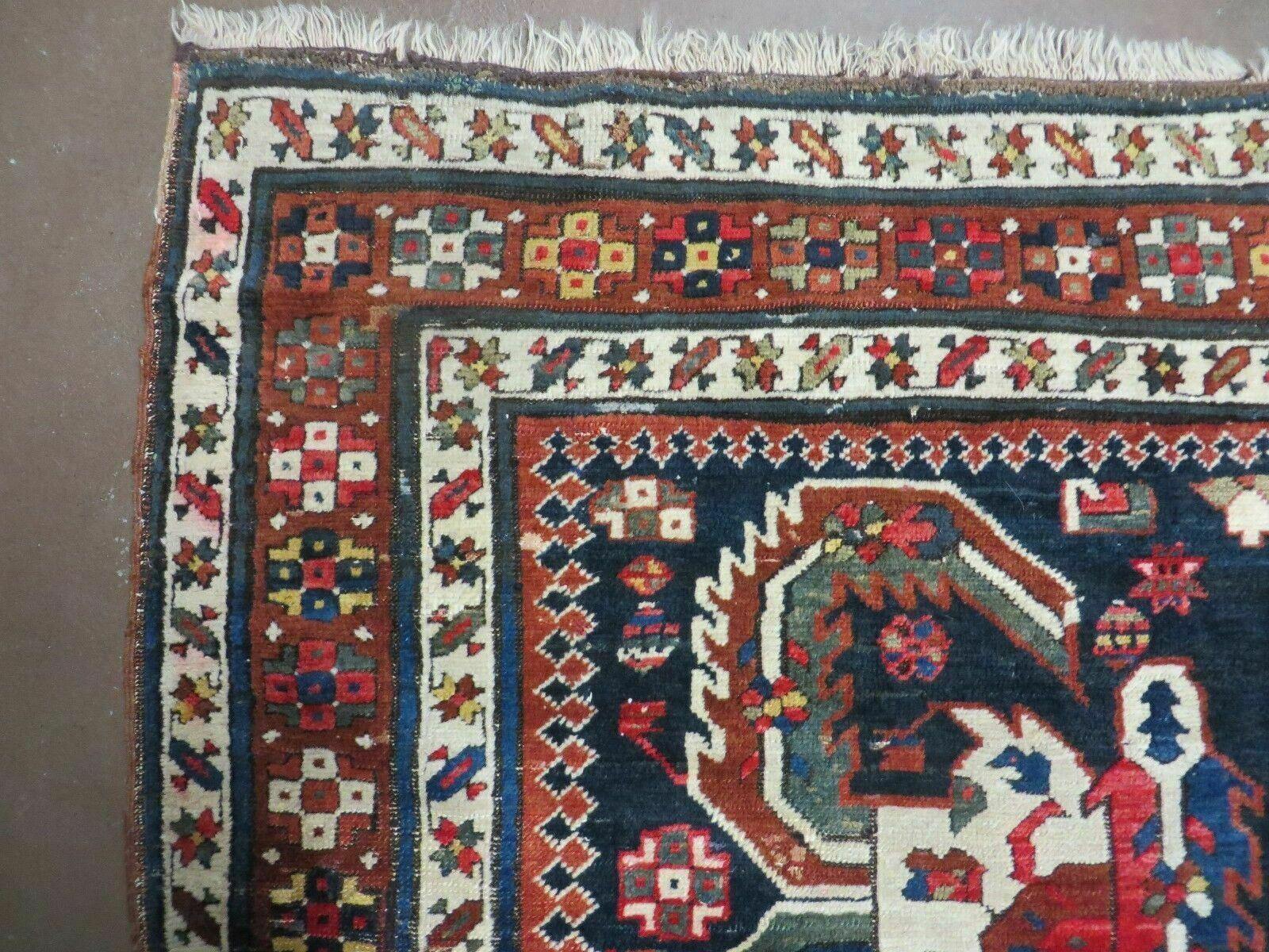 3' 7" X 14' Antique Handmade Caucasian Wool Rug Carpet Nice