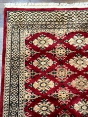 Pakistani Runner Rug 2.8 x 7.6, Red Turkoman Bokhara Runner