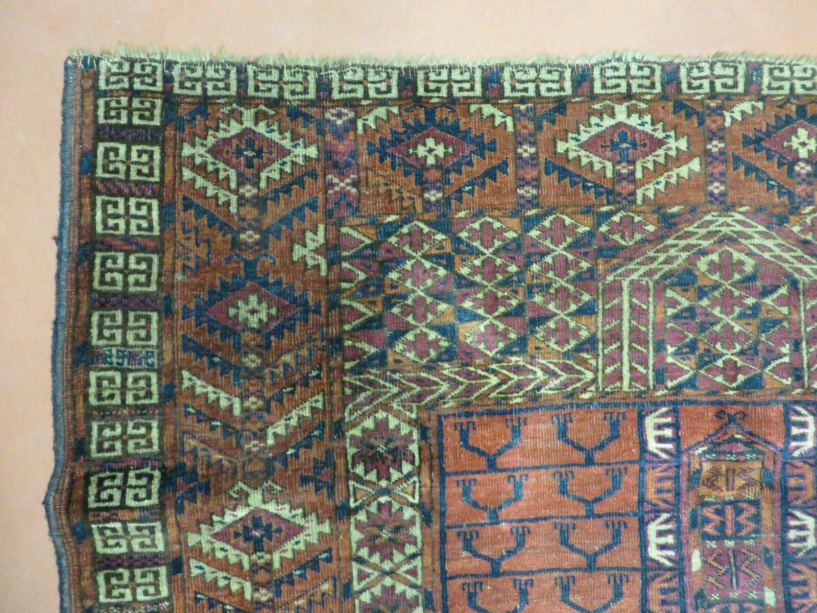Antique Turkoman Ensi Wool Rug 4x5