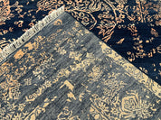 Area Rug 8x10 High Quality Handmade Oriental Carpet, Modern Contemporary Rug, Rug for Living Room, Wool Rug, Blue and Gold, Pakistani Rug