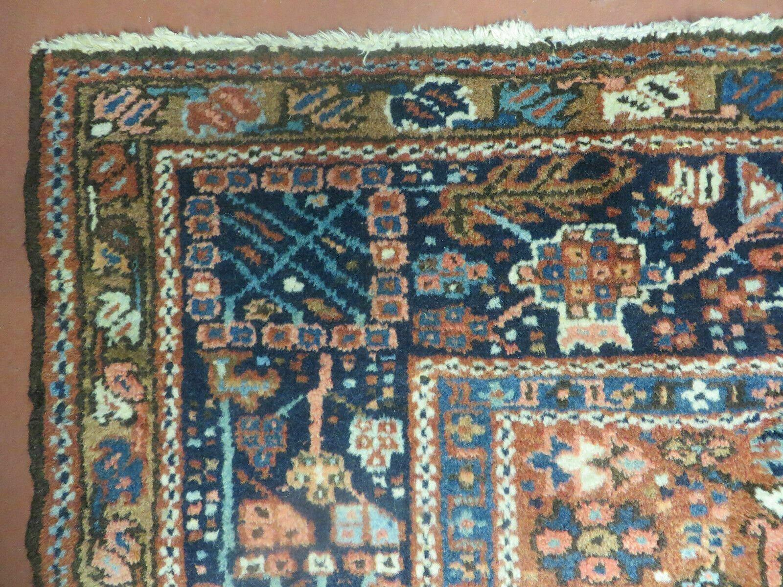 Persian Karajeh Rug 5x6, Antique Geometric Medallion Carpet