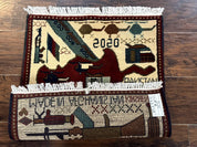 Afghan War Rug 2 x 2.6, Guns Tanks Helicopters