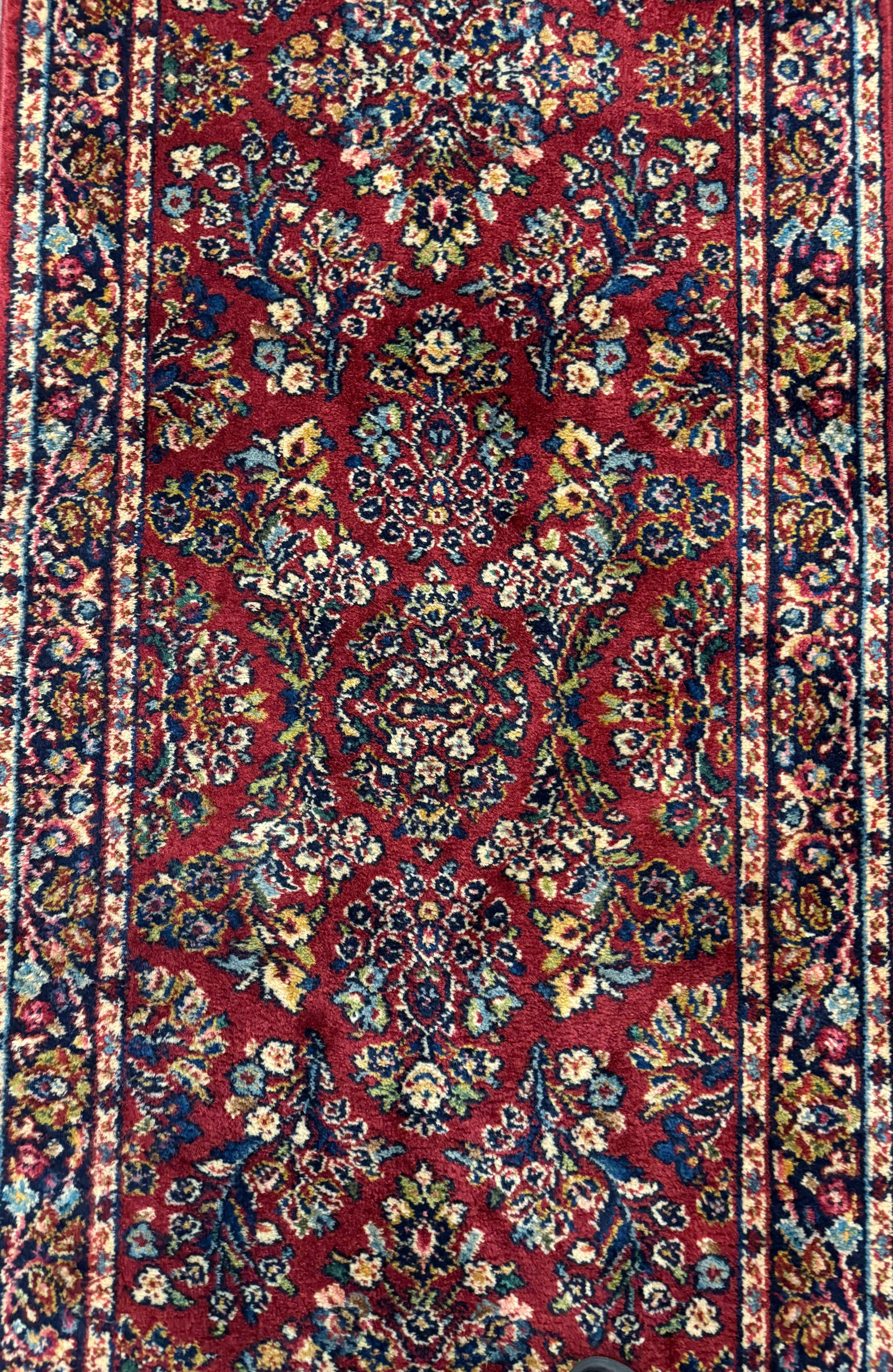 Karastan Runner Rug 2.6 x 8.6, Red Sarouk #785, Original 700 Series, Wool, Rare