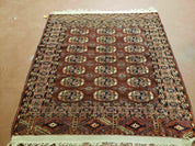 4' X 4' Antique Handmade Turkoman Bokhara Balouch Woven Wool Rug Brick Red Nice