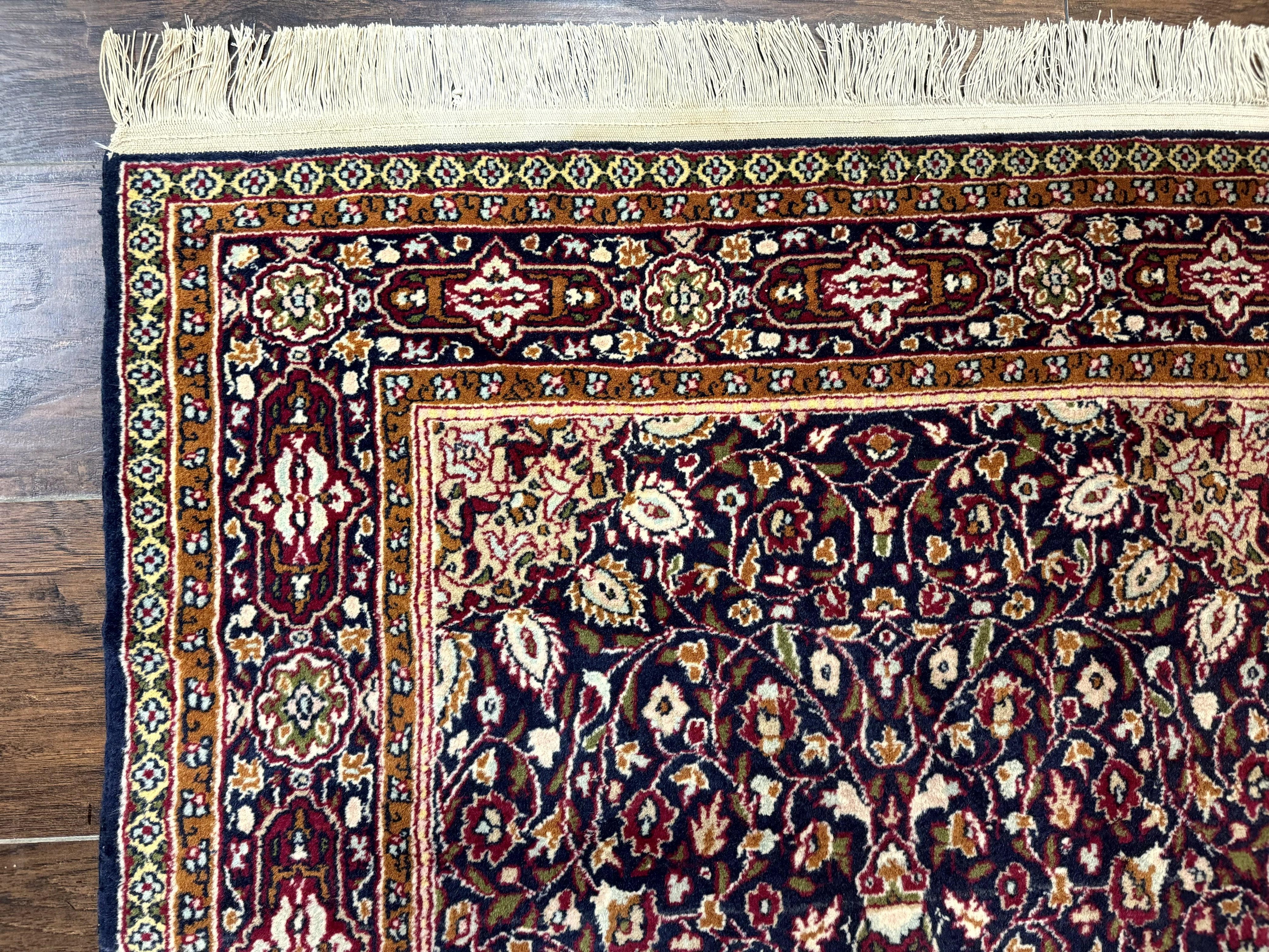 Indo Kashmiri Rug 3x5, Navy Blue, Very Fine 400 KPSI, Pair A