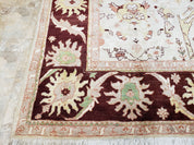 Beige and Maroon Peshawar Rug 10x15, Large Oushak Carpet, Pakistani Rug, Handmade Area Rug, Hand Knotted Rug, Living Room Rug, Nice Wool Rug
