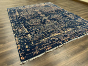 Area Rug 8x10 High Quality Handmade Oriental Carpet, Modern Contemporary Rug, Rug for Living Room, Wool Rug, Blue and Gold, Pakistani Rug