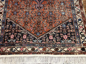 Red Persian Hamadan Rug 4x6, Wool Handmade Antique Carpet, Geometric Medallion Rug, Oriental Rug 4 x 6, Persian Tribal Rug, Hand Knotted Rug