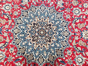 Persian Nain Rug 8x12, Red and Ivory, Signed