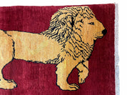3 X 5 Handmade Hand-Knotted Quality Wool Rug Lion Red Veg Dyes Tribal Pictorial