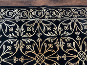 Tibetan Rug 8x10, Wool and Silk, Raised Pattern, Black and Gold, Floral