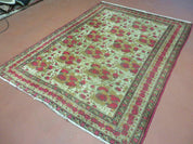 5' X 6' Antique Handmade India Floral Oriental Wool Rug Roses Flowers Traditional Contemporary Design