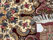 Wonderful Aubusson Rug 10x14, Red Maroon, Elegant, Fine 200 KPSI
