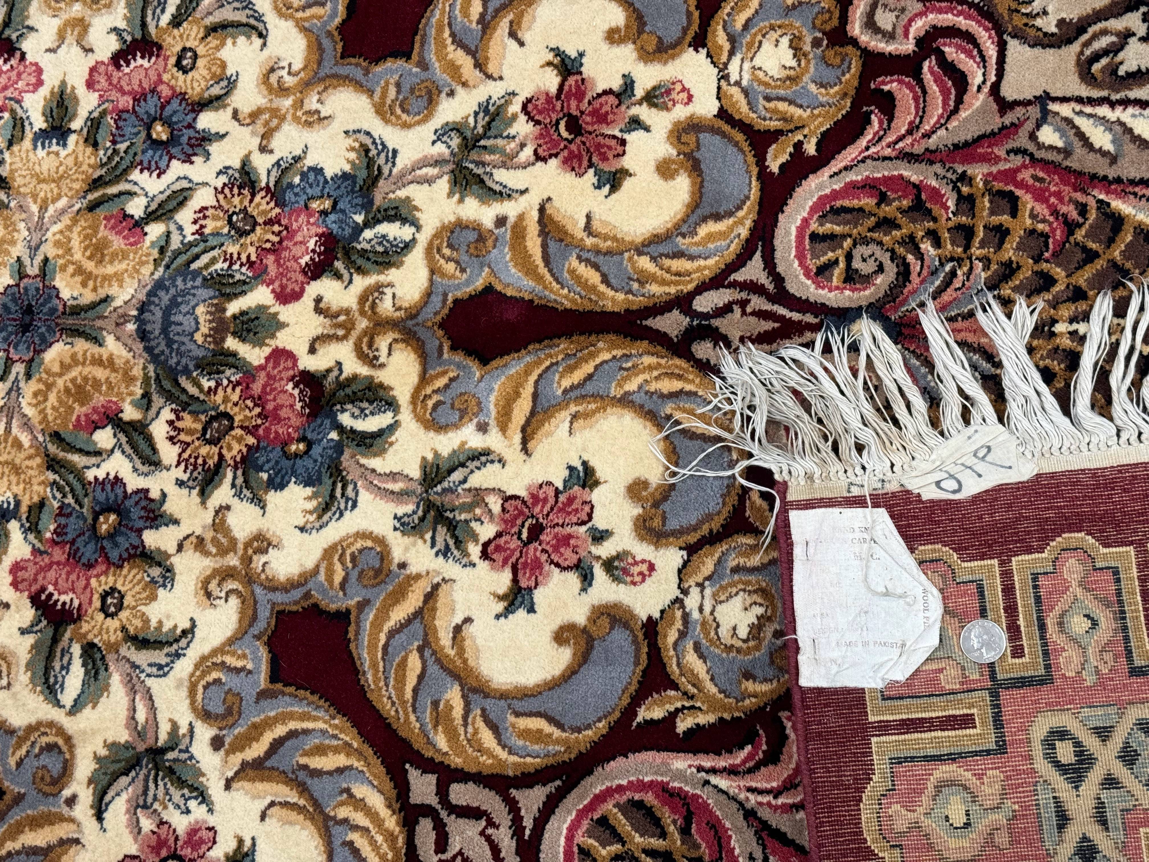 Wonderful Aubusson Rug 10x14, Red Maroon, Elegant, Fine 200 KPSI