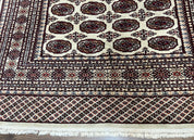 Pakistani Turkoman Rug 6x9, Cream and Red Hand Knotted Wool Oriental Carpet, Yamud Rug, Tribal Rug 6 x 9, Bohemian Area Rug, Bokhara Rug