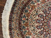 Round Silk Rug 3x3, Extremely Fine 580 KSPI, Sino Persian Round Handmade Carpet, Silk on Silk