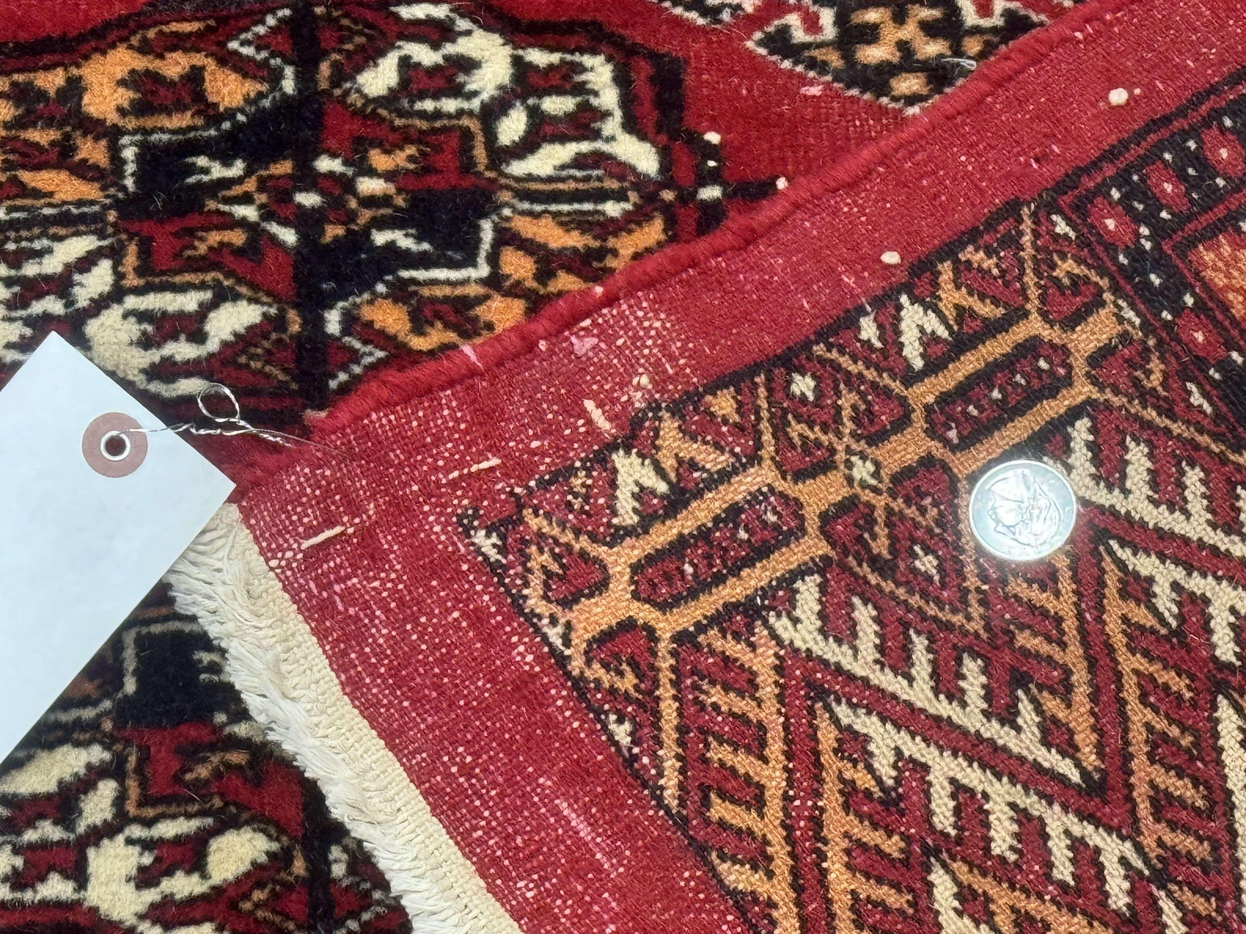 Bokhara Rug 9x12, Red Turkoman Rug, Pakistani Rug, Tribal Carpet, Wool Rug, Red Rug