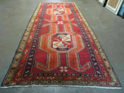 4' 10" X 11' Antique Handmade Turkish Kazak Wool Rug SHIELD Hand Knotted Red