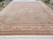 Stunning Oversized Sino Persian Oriental Rug 12x15, Hand Knotted Wool & Silk Palace Sized Carpet, Mahi Pattern, Very Fine, Peach Beige, Wow