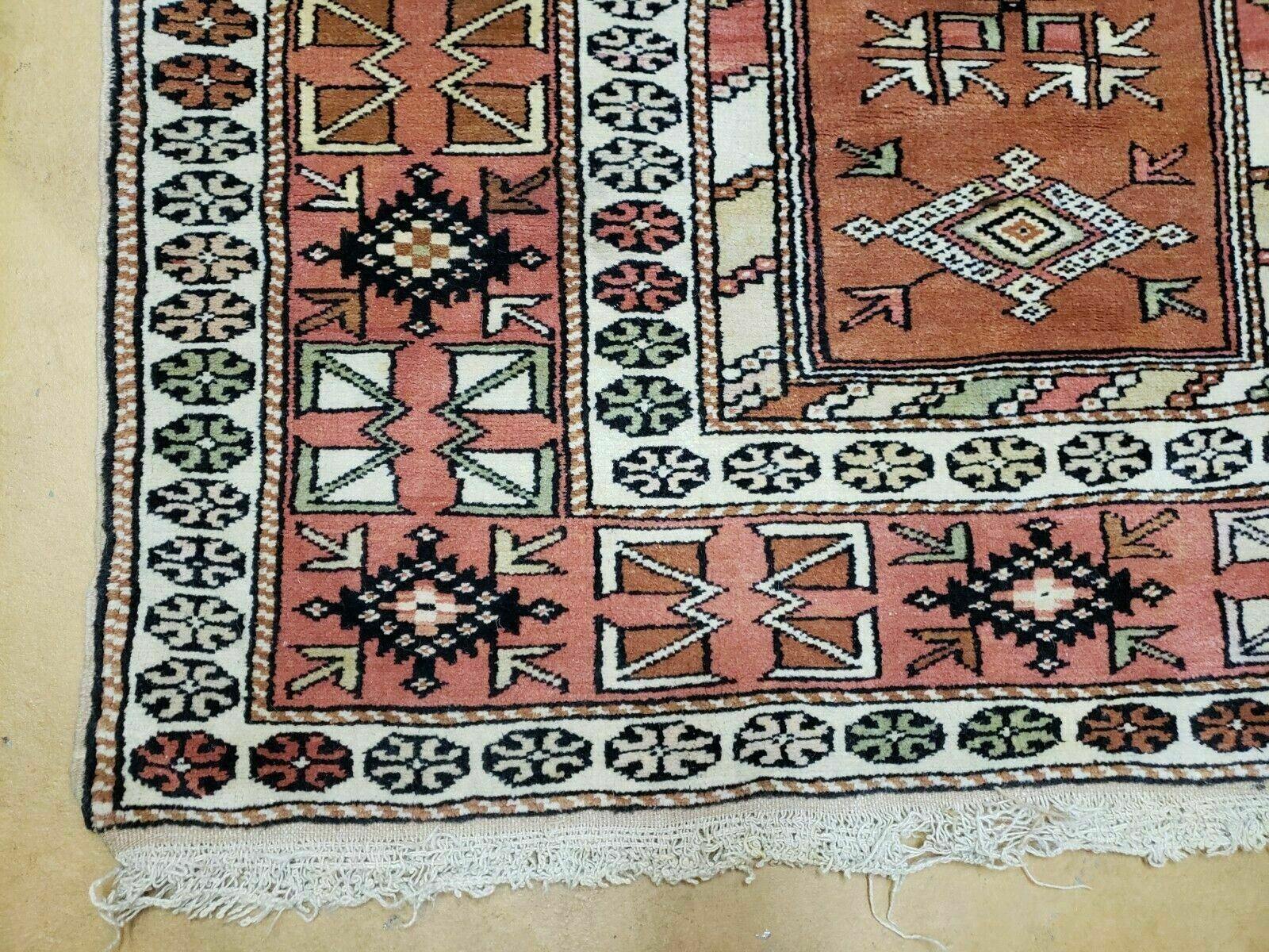 4' X 7' Antique Handmade Turkish Melas Oushak Wool Rug