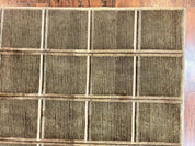 Tibetan Rug 4x6, Green Wool Handmade Area Rug 4 x 6, Panel Design, Modern Contemporary