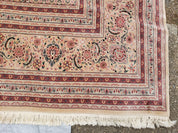 Stunning Oversized Sino Persian Oriental Rug 12x15, Hand Knotted Wool & Silk Palace Sized Carpet, Mahi Pattern, Very Fine, Peach Beige, Wow