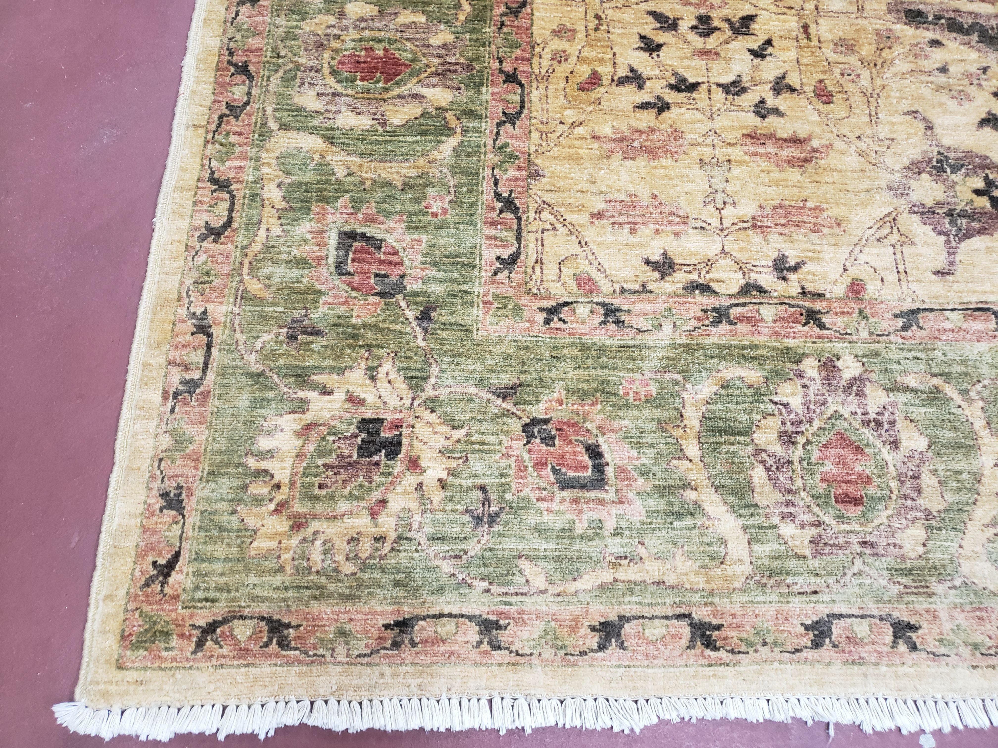 Pakistani Peshawar Rug 8x10, Farmhouse Rug, Oushak Carpet, Wool