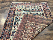 Persian Afshar Rug 5x6, Allover Repeated Motif, Wool Tribal Carpet, Handmade Semi Antique Rug