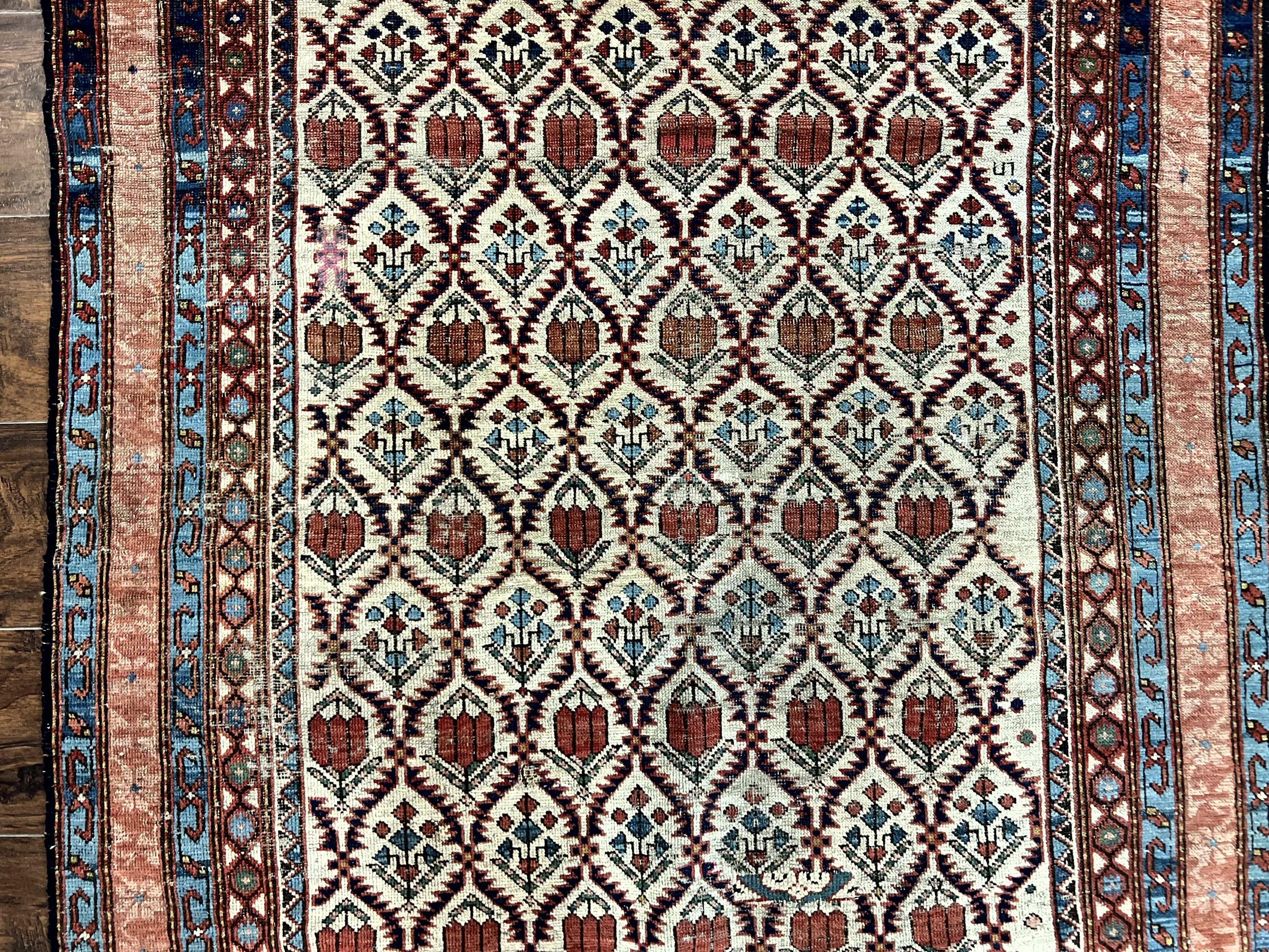 Antique Caucasian Rug 4x6, Hand Knotted Wool Carpet, Shirvan Rug