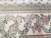 Pak Persian Floral Rug 11 x 12.6, Ivory, Very Fine, Hand Knotted