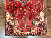 Antique Persian Tribal Rug 4 x 8, Geometric Medallion, Boho Rug, Wool Handmade Rug, Red 4x8 Rug, Persian Hamadan Rug