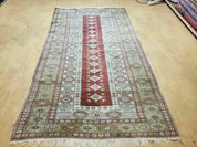 4' X 8' Antique Handmade Turkish Melas Oushak Wool Rug