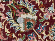 Persian Tabriz Rug 8x11, Floral Medallion Traditional Area Rug, Fine 300 KPSI, Ivory Maroon