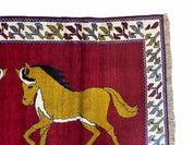 4 X 7 Handmade Hand-Knotted Quality Wool Rug Horses Zagros Red Mustard Gold New