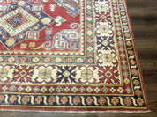 Turkish Kazak Rug 7.6 x 9.5, Geometric Medallions, Caucasian Pattern