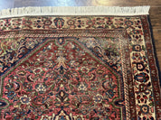 Antique Persian Malayer Rug 4'7" x 6'6" – 1920s Tribal Red Wool Carpet