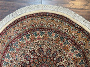 Round Silk Rug 3x3, Extremely Fine 580 KSPI, Sino Persian Round Handmade Carpet, Silk on Silk