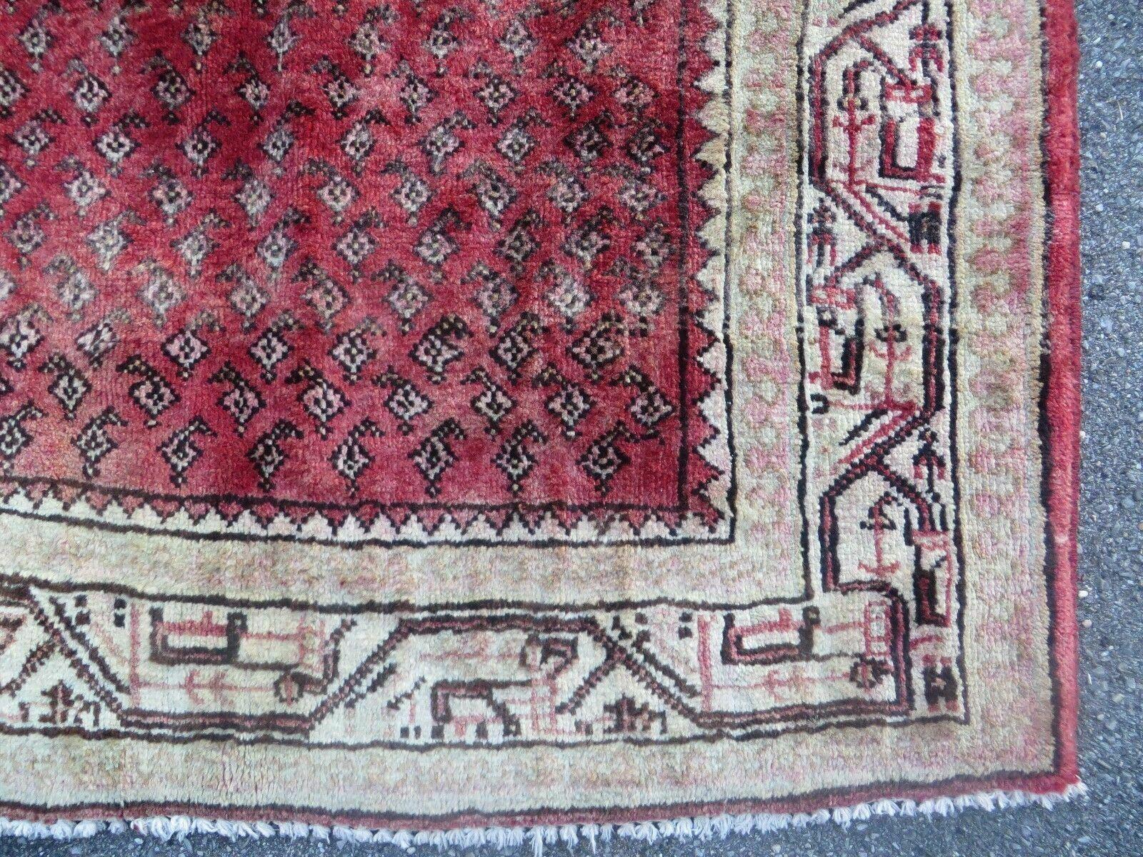 3'7"X 10' Antique Handmade India Oriental Paisley Wool Runner Rug Vegy # 31