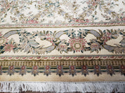 Pak Persian Floral Rug 11 x 12.6, Ivory, Very Fine, Hand Knotted