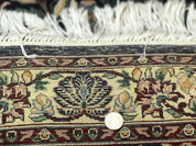 Square Pak Persian Small Rug 2.7 x 2.7, William Morris Design, Dark Green, Floral, Handmade