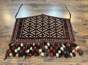 Antique Turkoman Camel Trapping, Turkoman Asmalyk, Red Black Ivory, Handmade, Hand Knotted Tribal Collectible Rug, Rare