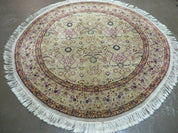 6' Handmade Fine Indian Wool Rug Carpet Round Silk Accent Beauty