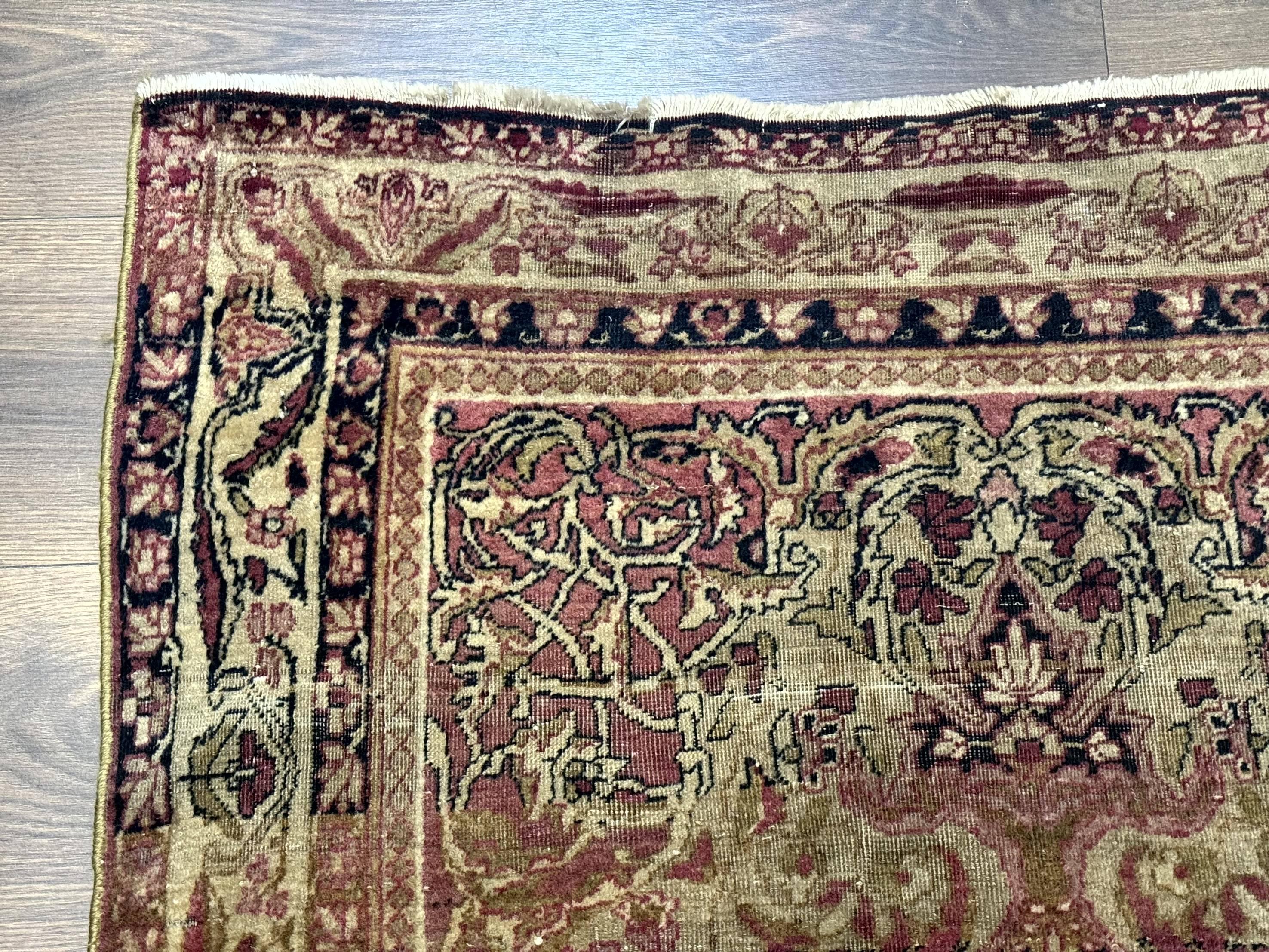 Antique Persian Lavar Rug 3x5, Persian Kerman Rug, Traditional Persian Carpet